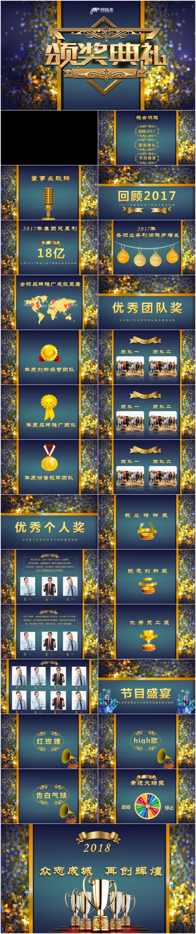 欧美时尚年会庆典年会颁奖典礼PPT模板