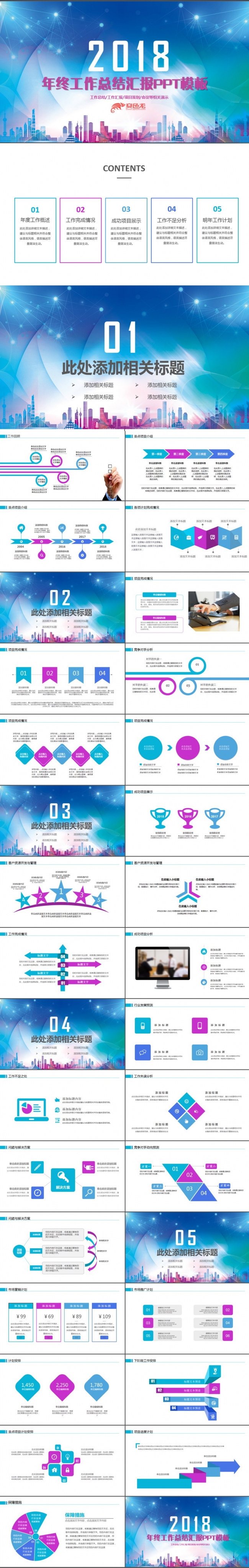 【完整实用】年终工作总结汇报2018工作计划通用PPT模板