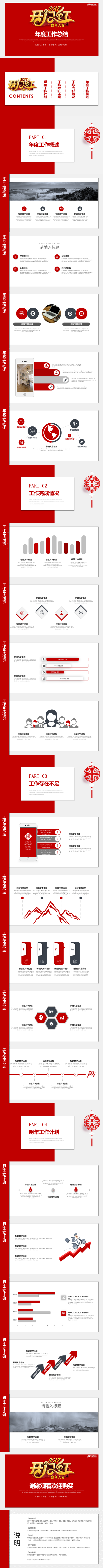 【香草PPT】中国红开门红2018新年快乐狗年吉祥工作模板