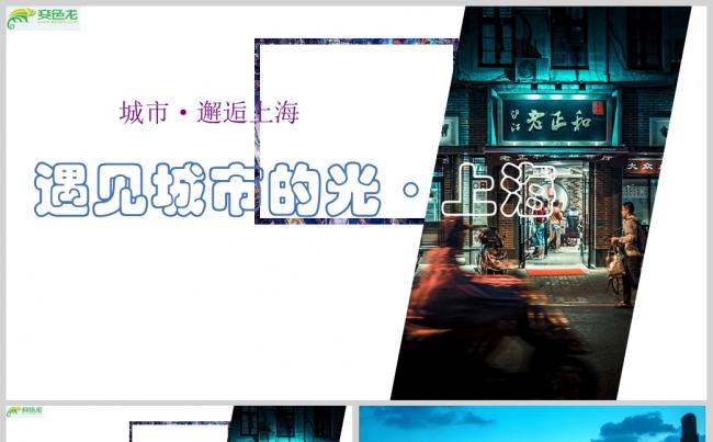 紫色杂志风城市上海旅行宣传相册PPT模板缩略图
