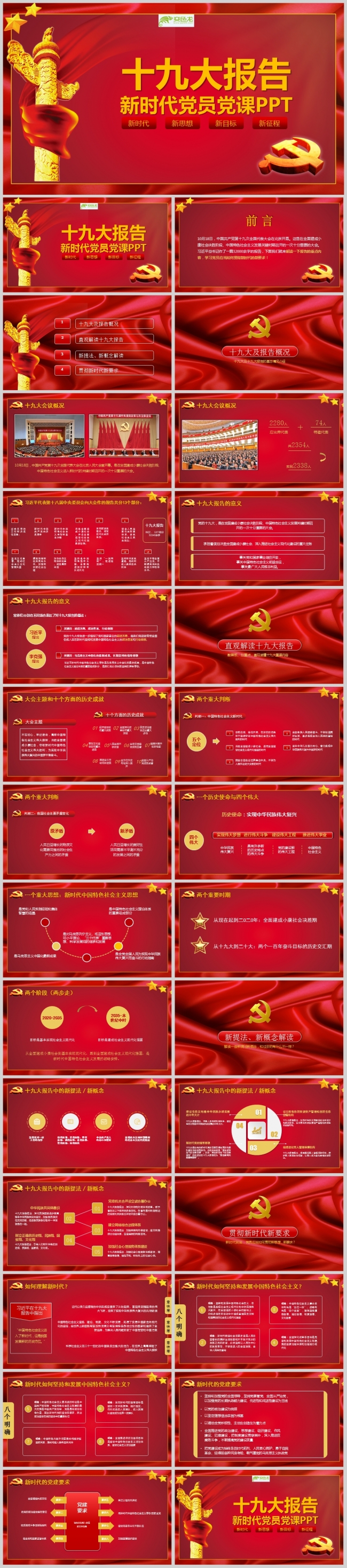 新时代十九大精神解读党课课件PPT模板