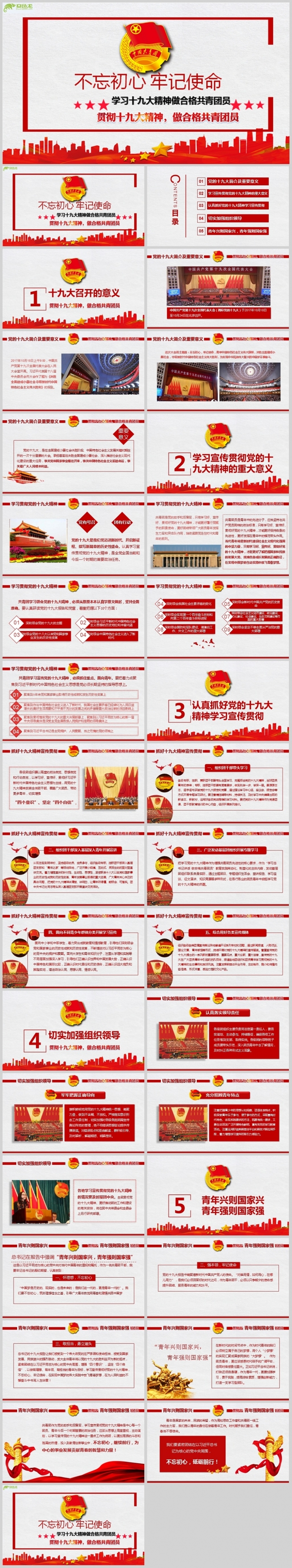 学习十九大精神做合格共青团员PPT模板