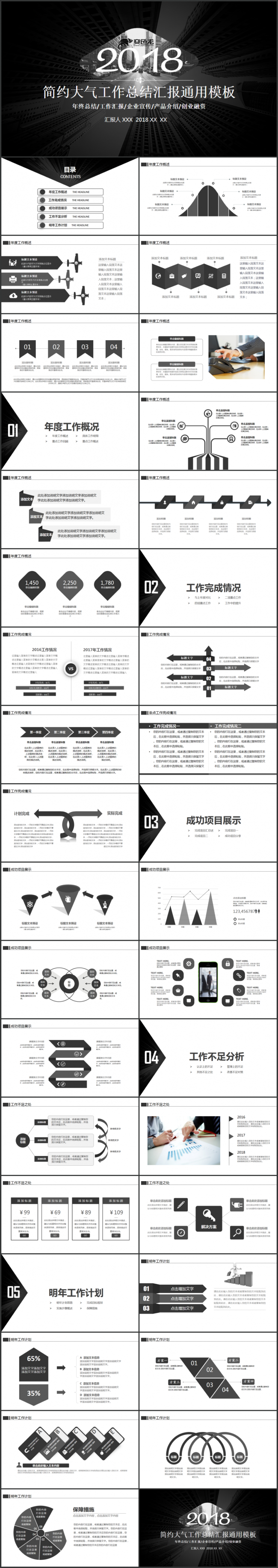 【完整实用】商务年终工作总结汇报2018工作计划通用ppt