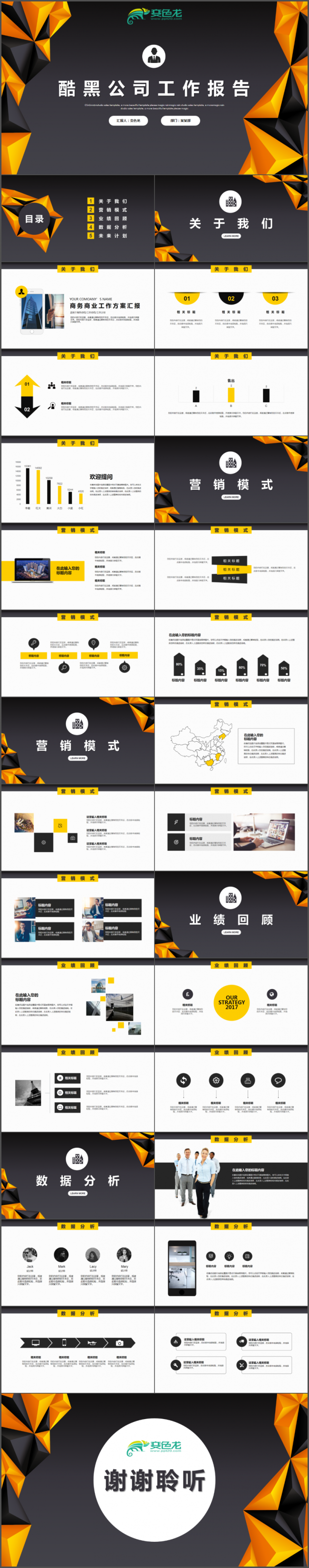 黄黑立体公司工作项目计划PPT