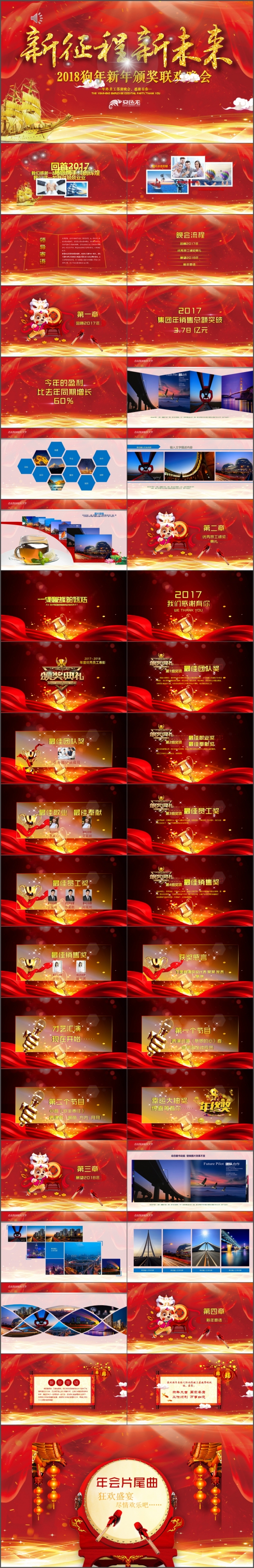 2018工作计划狗年年终总结PPT年会颁奖典礼公司年会PPT