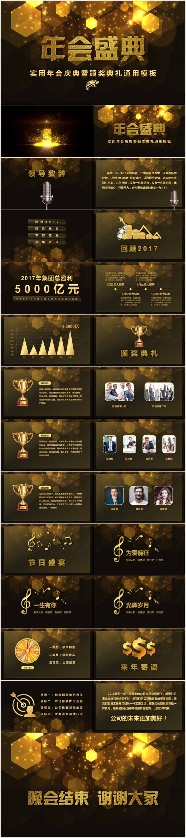 黑金商务公司年会盛典颁奖晚会PPT模板