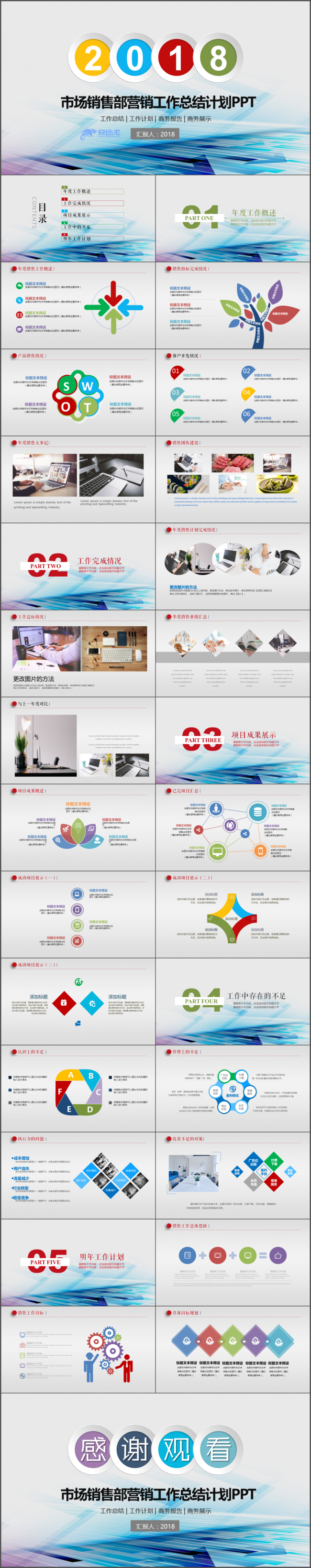  2018工作计划年会颁奖市场部工作总结年终总结ppt模板