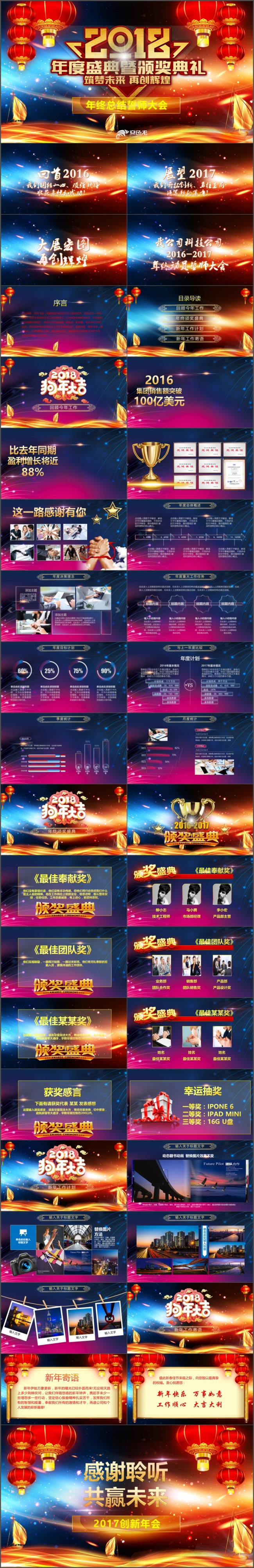 2018工作计划年会颁奖狗年公司年会ppt颁奖典礼年终盛典