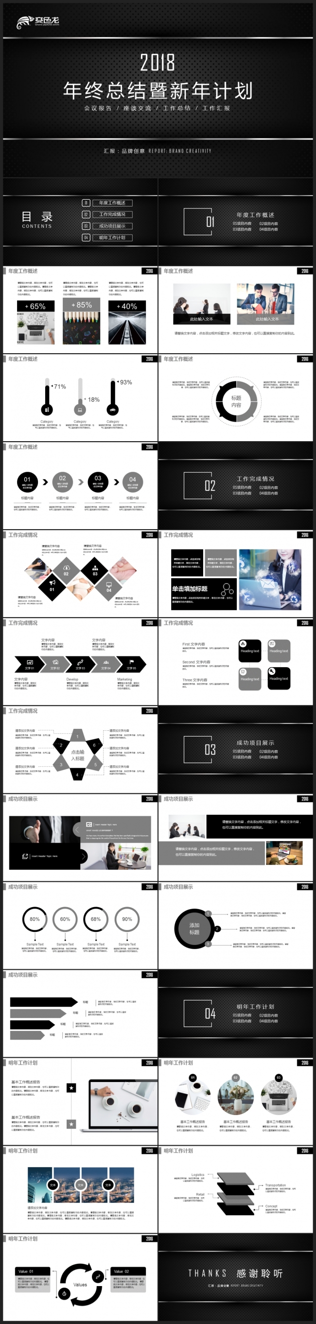 【2018】黑色金属科技创意商务简约 年终总结新年计划PPT