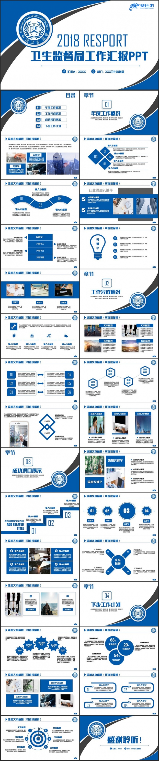 简洁中国卫生监督汇报卫生监督管理局总结PPT