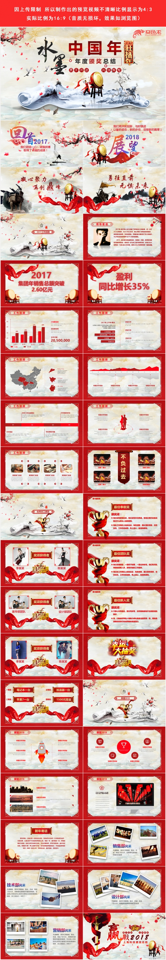 （水墨中国年）2018狗年颁奖总结PPT模板