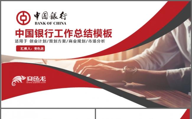 中国银行年终总结工作汇报ppt模板缩略图