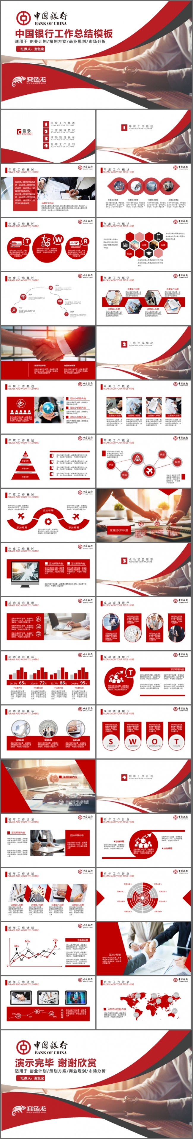 中国银行年终总结工作汇报ppt模板