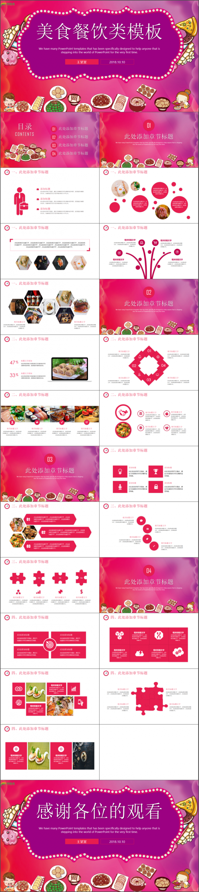 美食餐饮类ppt模板适合工作计划总结汇报公司商务