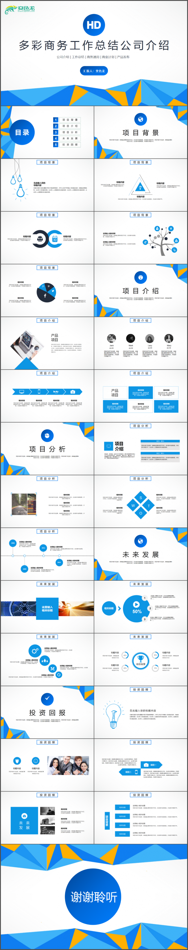 多彩商务企业管理工作总结PPT