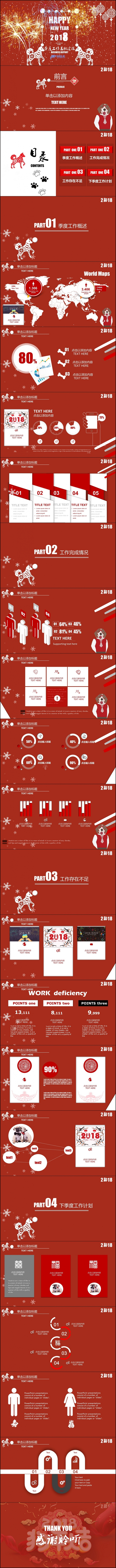 优质作品 | 红色新年卡通小清新扁平月度年度工作总结报告