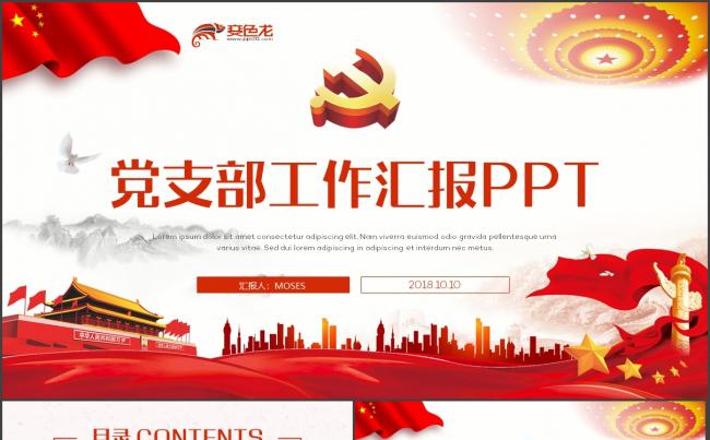 【党政汇报】2018年基层党委党支部党建工作总结PPT模板缩略图