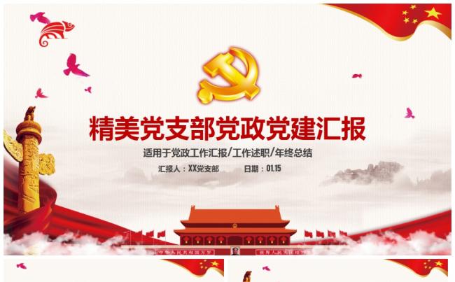精美党支部党政党建工作汇报述职廉政反腐报告PPT缩略图