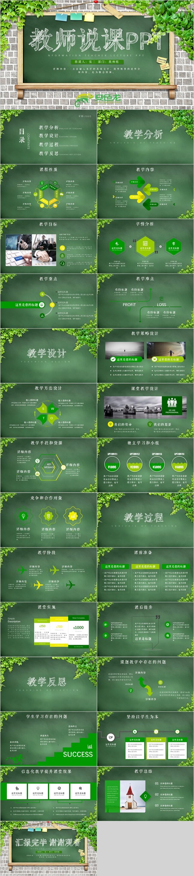 信息化教学设计教师说课教师模板PPT