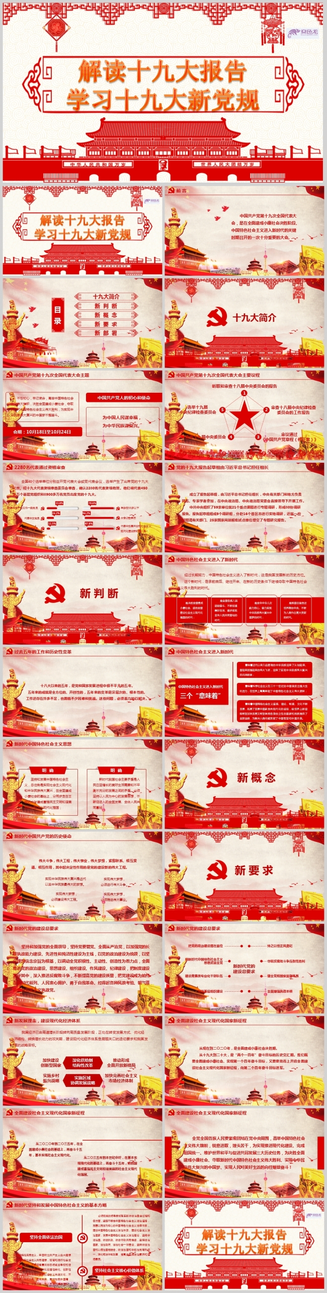 解读十九大报告学习十九大新党规PPT模板