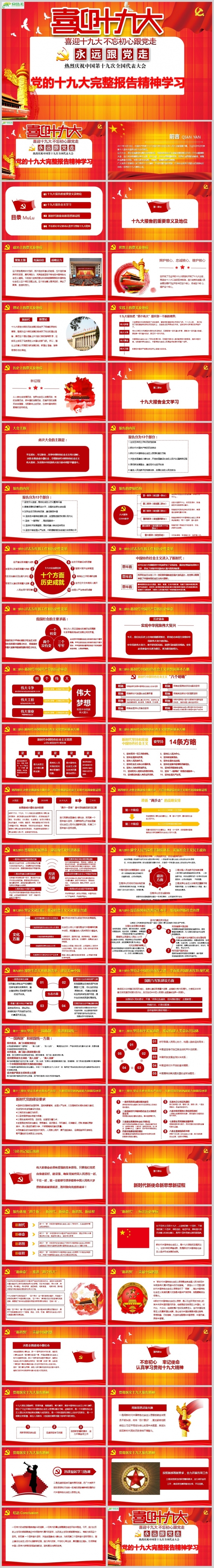 党的十九大完整报告精神学习PPT模板