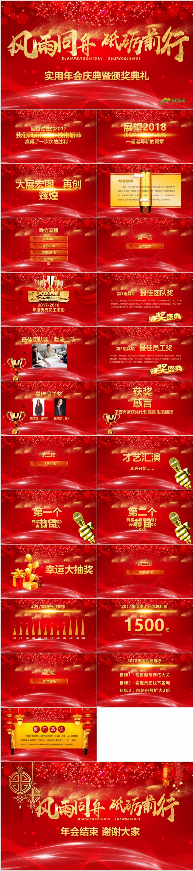 视频片头2018工作计划公司年会颁奖员工颁奖年终总结PPT