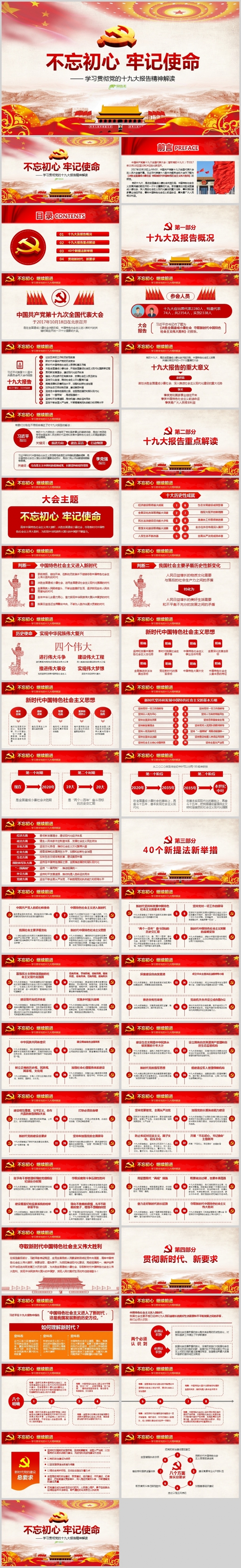 贯彻学习党的十九大精神解读PPT模板
