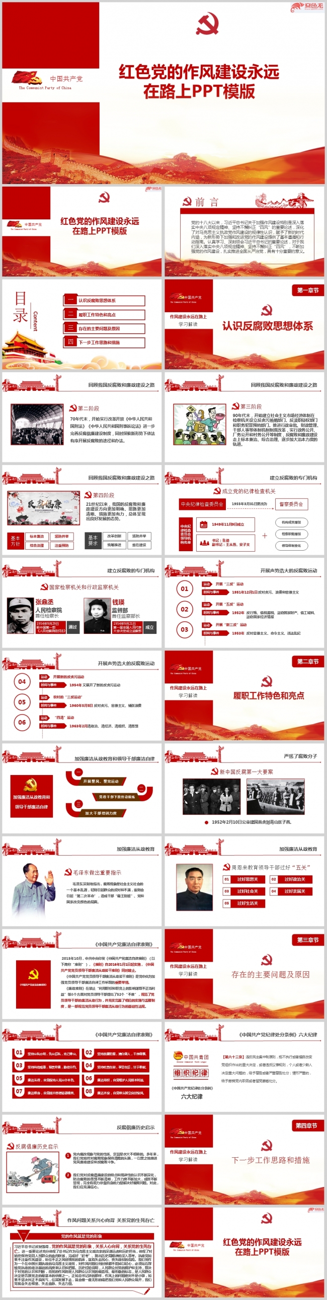 红色党的作风建设永远在路上PPT模版