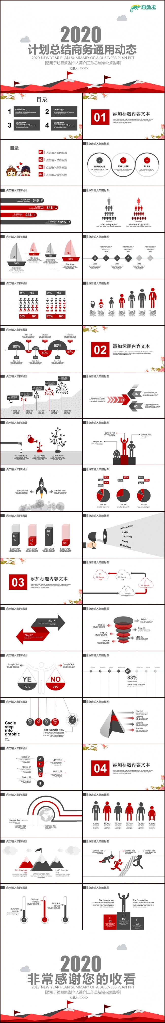 红色简约大气跨越2018工作汇报PPT素材 下载