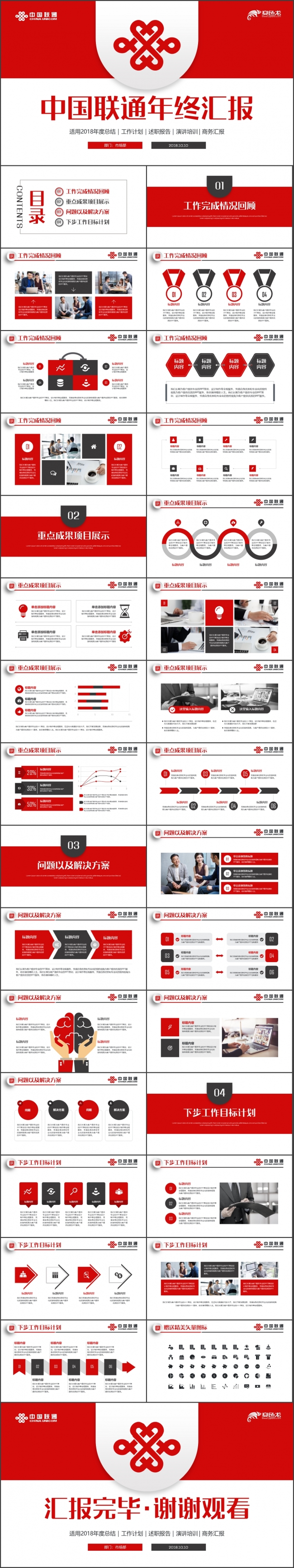 【联通专用】中国联通4G通讯工作汇报年终总结PPT