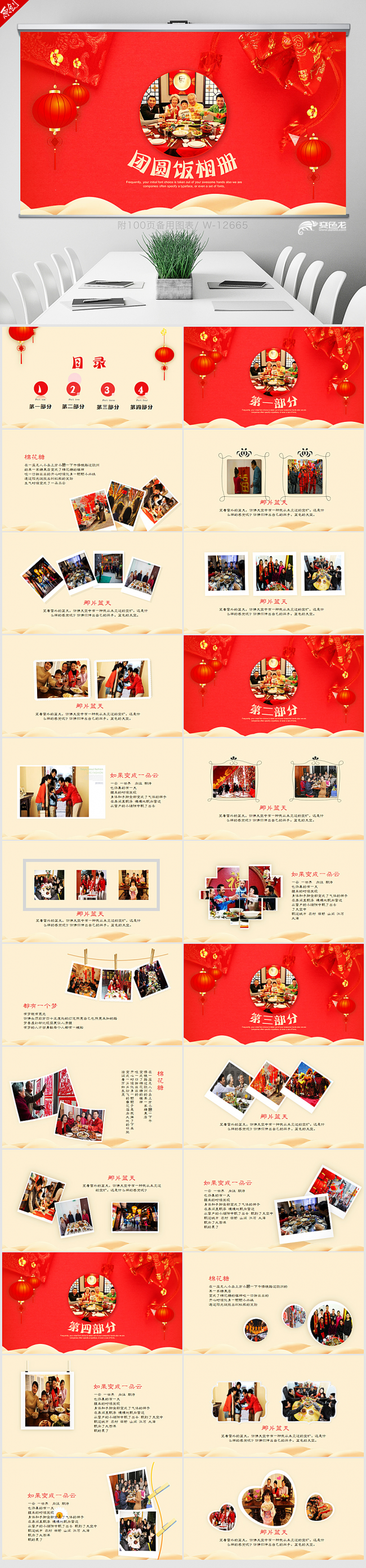 家庭团聚团圆饭电子相册ppt封面含PS