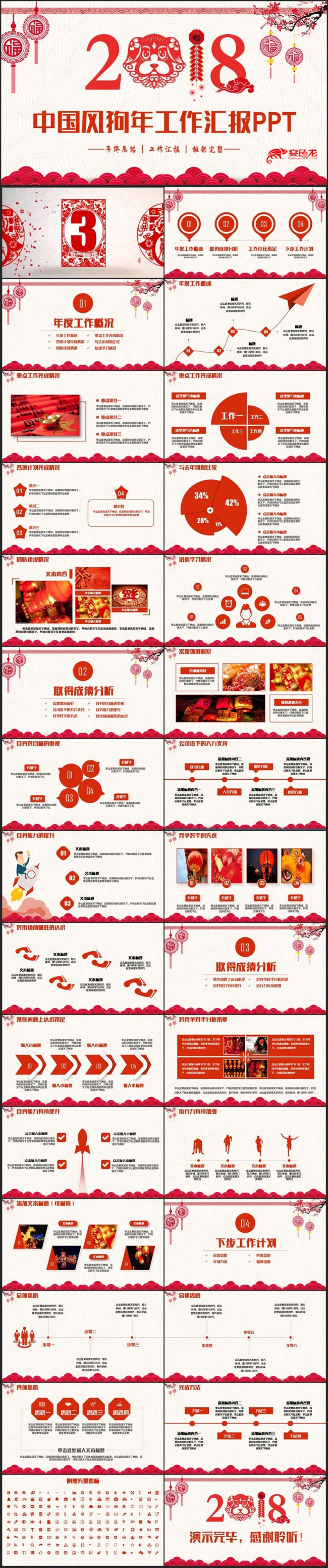 简约狗年工作总结年终总结2018工作计划个人述职PPT