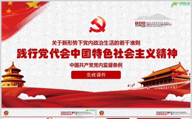 践行党代会精神党支部学习PPT模板缩略图