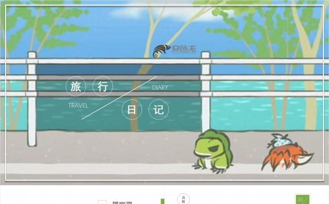 【青蛙旅行日志】简约清新风旅行相册PPT创意动态模板缩略图