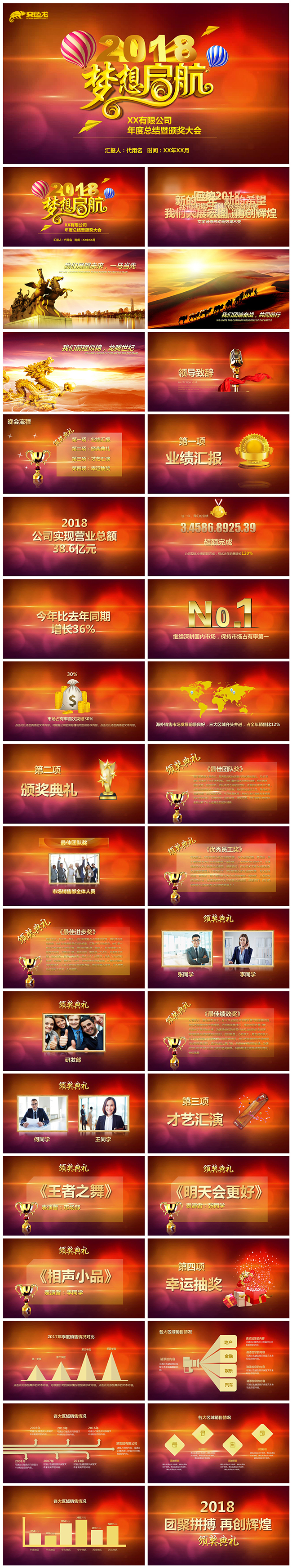 2018狗年颁奖典礼誓师大会年终总结PPT