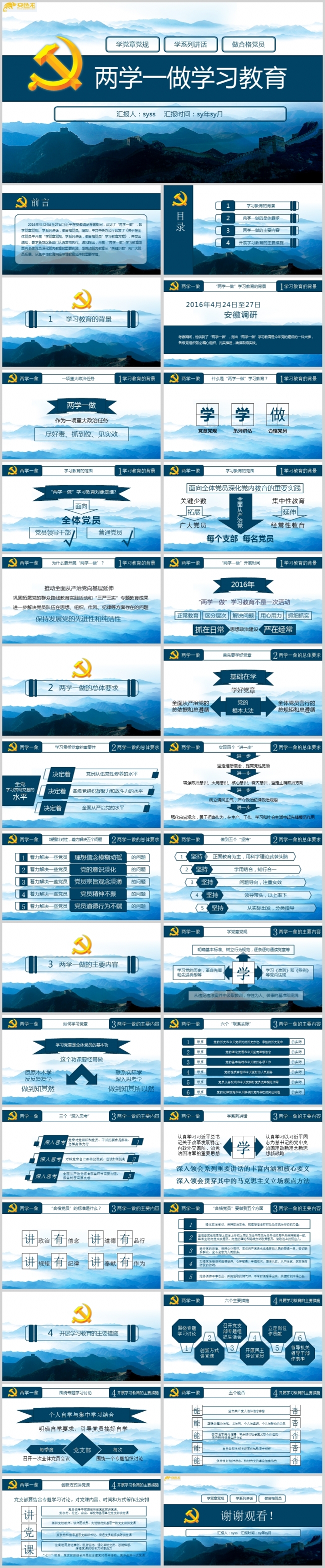 蓝红色大气八一建军党政学习汇报PPT模板ppt通用模板