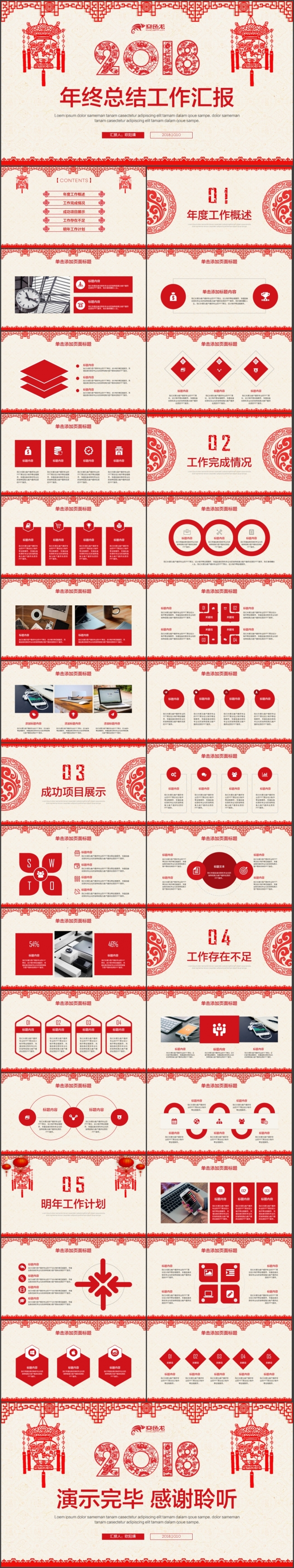 动感狗年汇报工作总结2018工作计划年终总结PPT