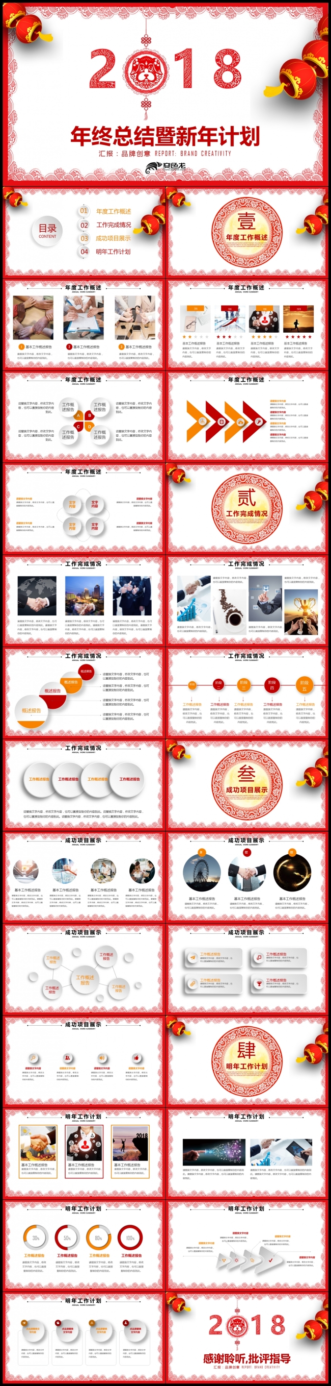 【2018】狗年开门红贺岁迎新春新年年会年终总结计划PPT