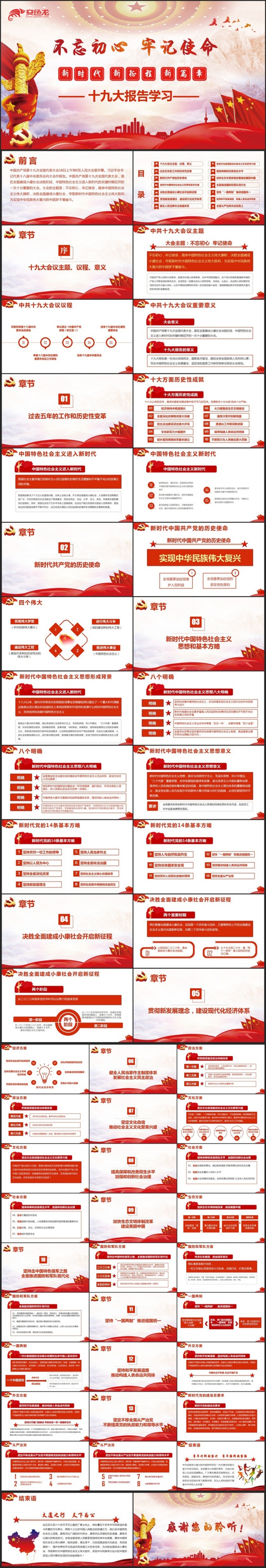 【十九大全文含WORD讲稿】完整学习十九大报告党课培训PPT