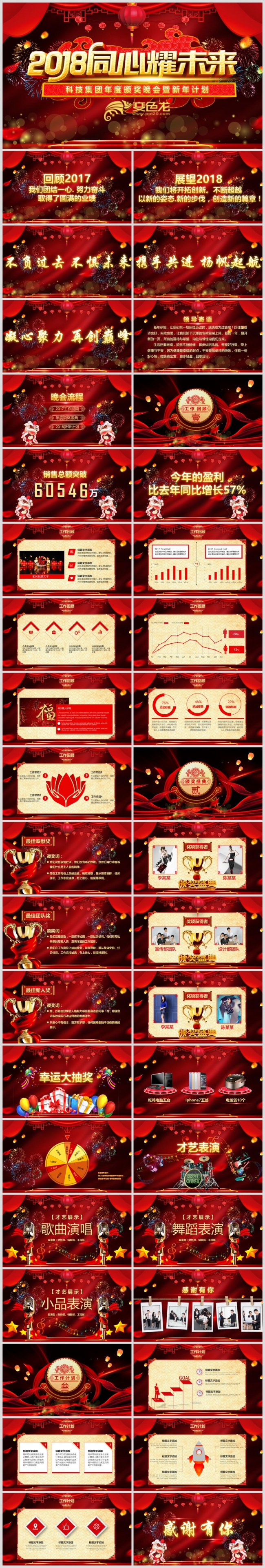 2018狗年企业年会颁奖新年计划PPT模板