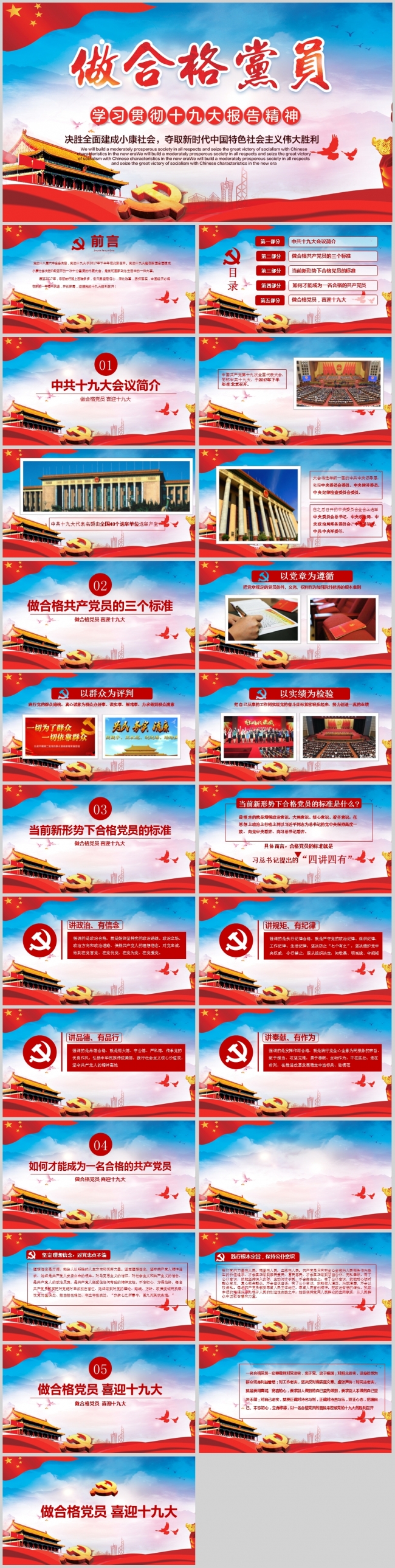 十九大做合格党员PPT模板