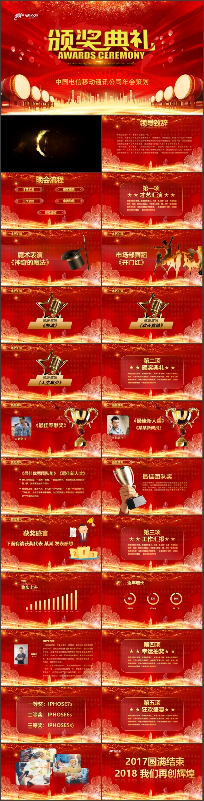 【年会颁奖典礼】完整精致公司年会颁奖典礼表彰PPT