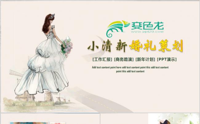 小清新婚礼策划管理新人结婚求婚求爱计划分析PPT模板缩略图