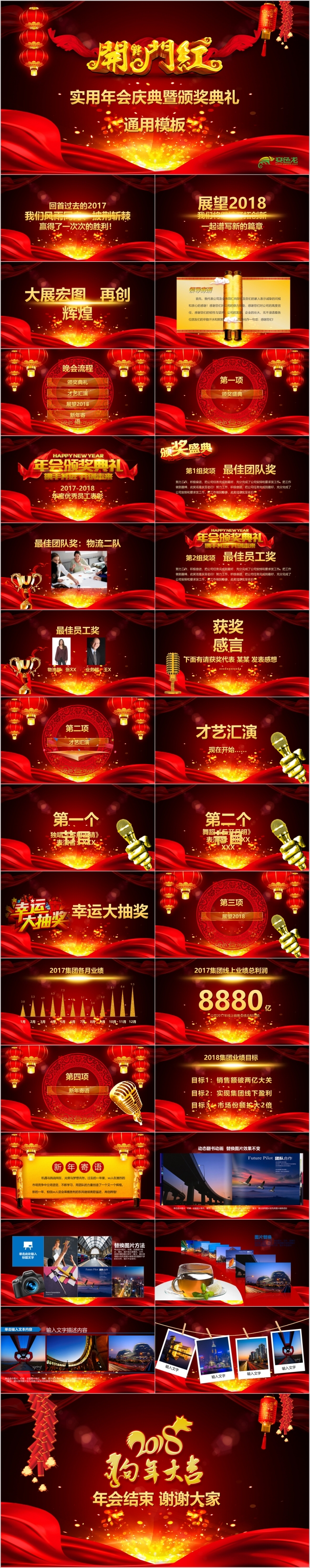 2018狗年年会颁奖典礼2018工作计划晚会视频PPT