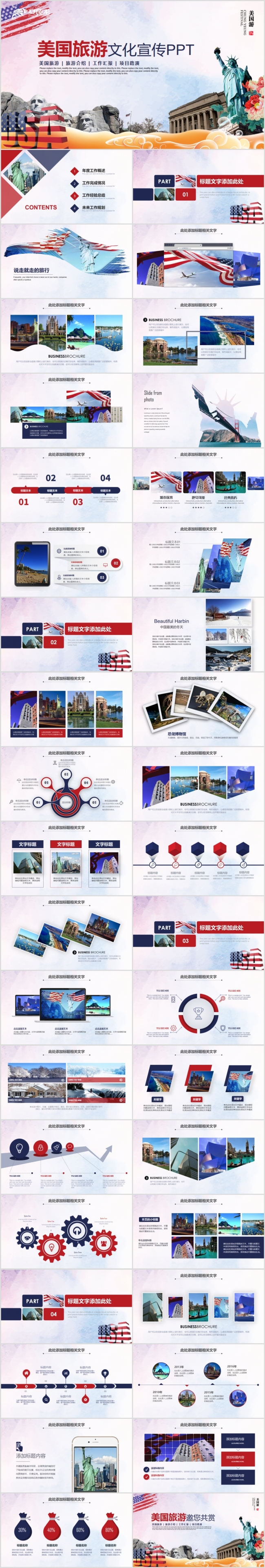 简约美国旅游美国风景文化旧金山华盛顿纽约PPT