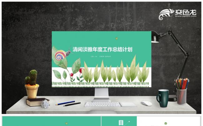 清新淡雅年度工作总结计划PPT模板缩略图