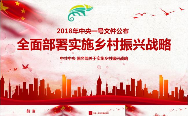 全面部署实施乡村振兴战略PPT模板党政学习中央一号文件党课缩略图