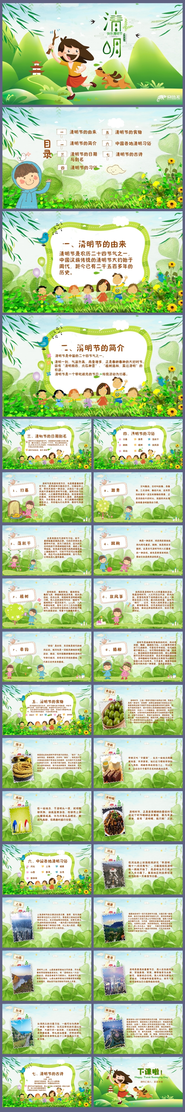 清明节清明踏青清明祭祀习俗教育课件PPT模板