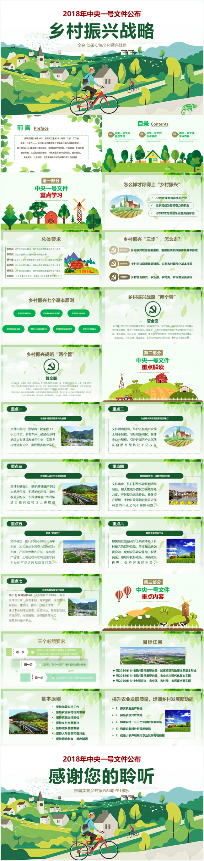 绿色乡村振兴战略一号文件解读PPT模板