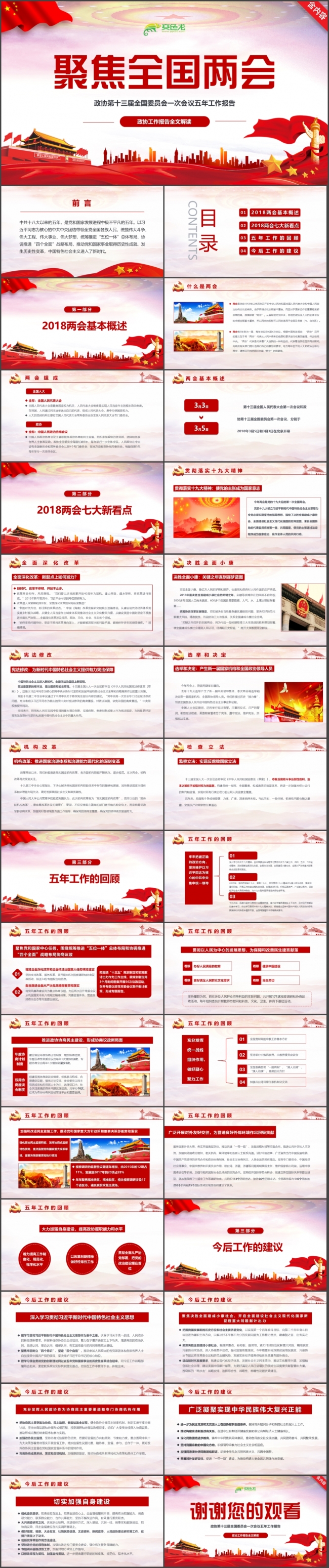 【内容详尽】2018聚焦全国两会工作报告学习解读PPT